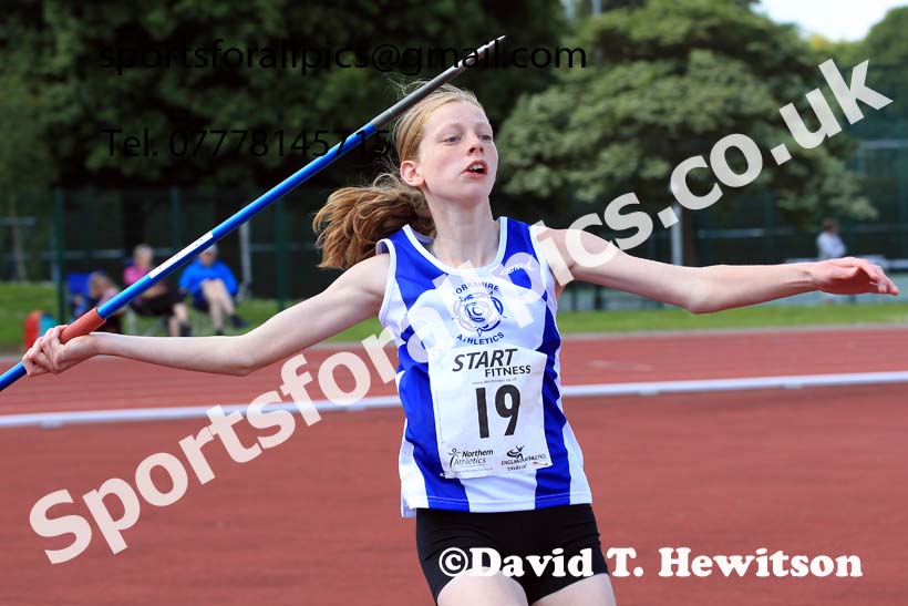 Girls Under-15s Javelin, 2022 Northern Inter Counties U17s and U15s Track and Field, York, Thursday, June 2nd. Photo: David T. Hewitson/Sports for All Pics